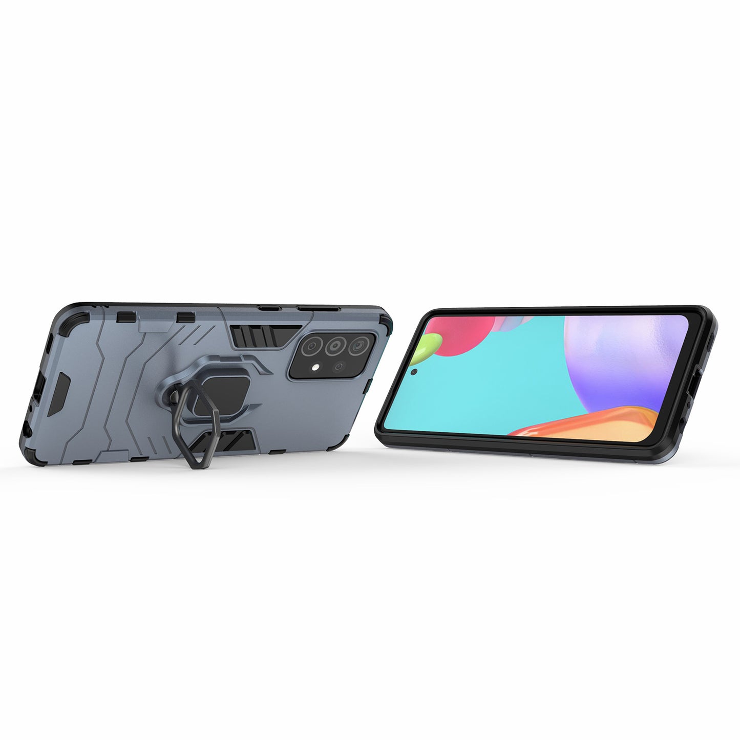 For Samsung Galaxy A52 4G/5G / A52s 5G Cool Guard PC + TPU Hybrid Phone Case Anti-shock Phone Cover with Ring Kickstand