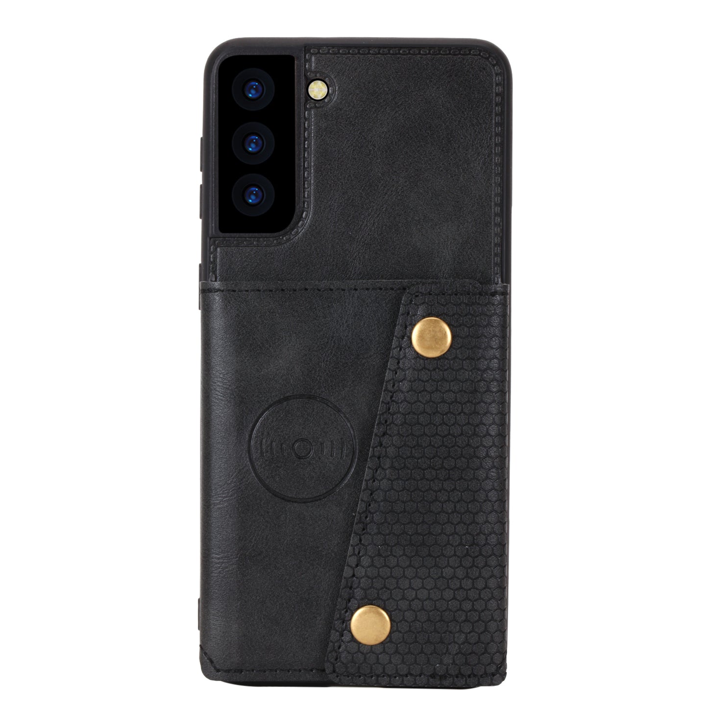 [Built-in Vehicle Magnetic Sheet] PU Leather Coated TPU Shell Case Kickstand + Card Slots for Samsung Galaxy S21 Plus 5G
