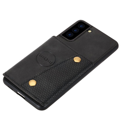 [Built-in Vehicle Magnetic Sheet] PU Leather Coated TPU Shell Case Kickstand + Card Slots for Samsung Galaxy S21 Plus 5G