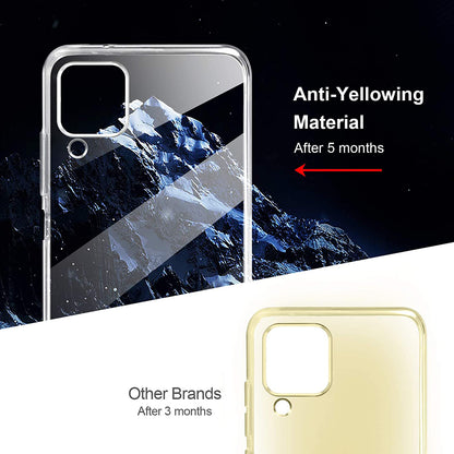 For Samsung Galaxy A12 TPU Phone Case with Tempered Glass Screen Protector Transparent shockproof Cover