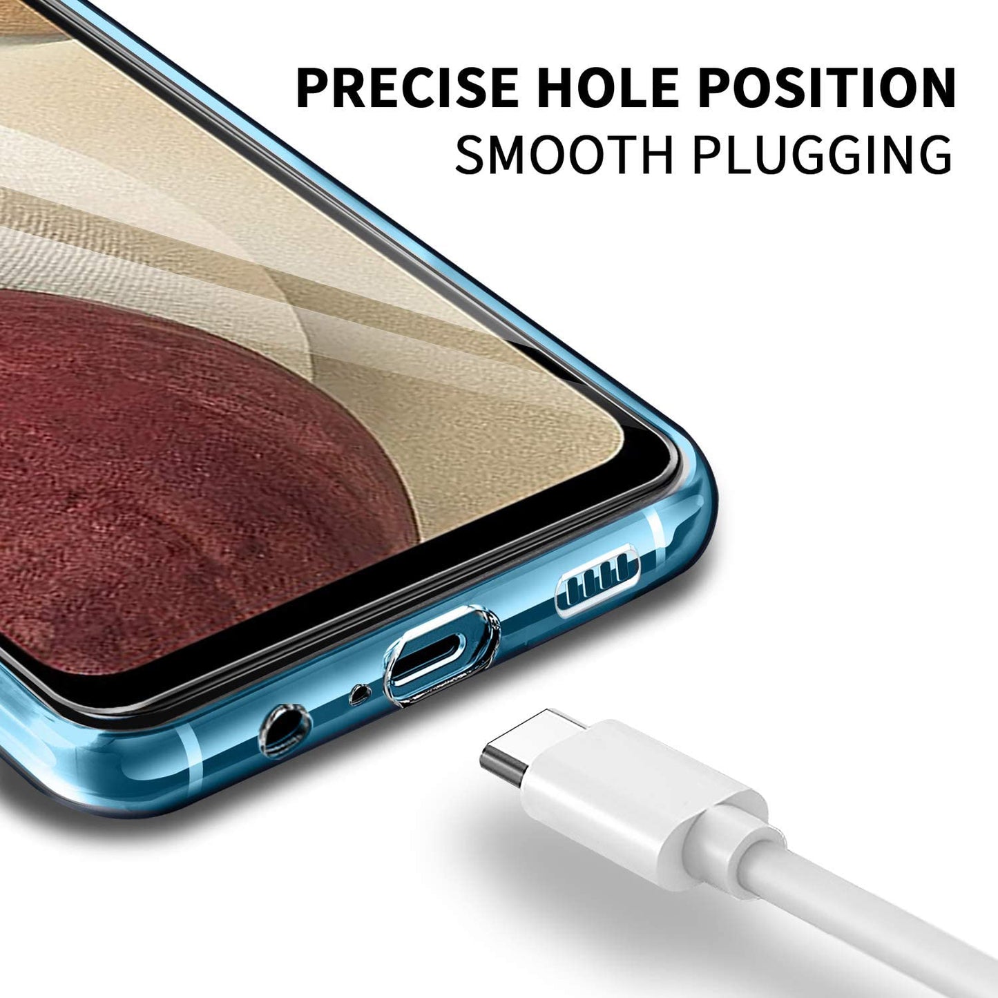 For Samsung Galaxy A12 TPU Phone Case with Tempered Glass Screen Protector Transparent shockproof Cover