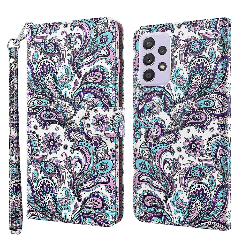 Pattern Printing Design PU Leather Phone Wallet Stand Case Shell for Samsung Galaxy A52 4G/5G / A52s 5G