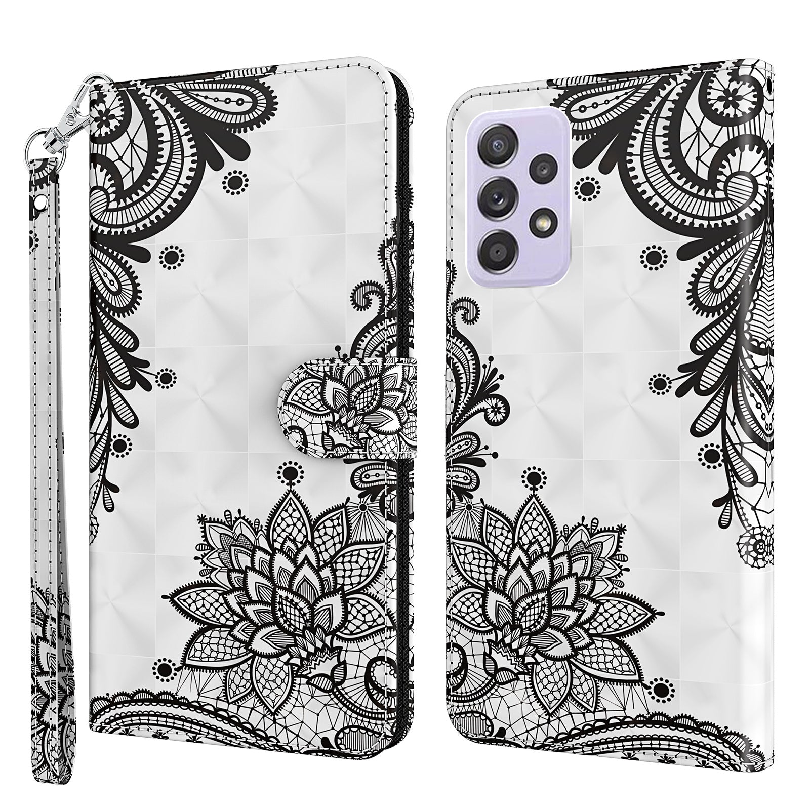 Pattern Printing Design PU Leather Phone Wallet Stand Case Shell for Samsung Galaxy A52 4G/5G / A52s 5G