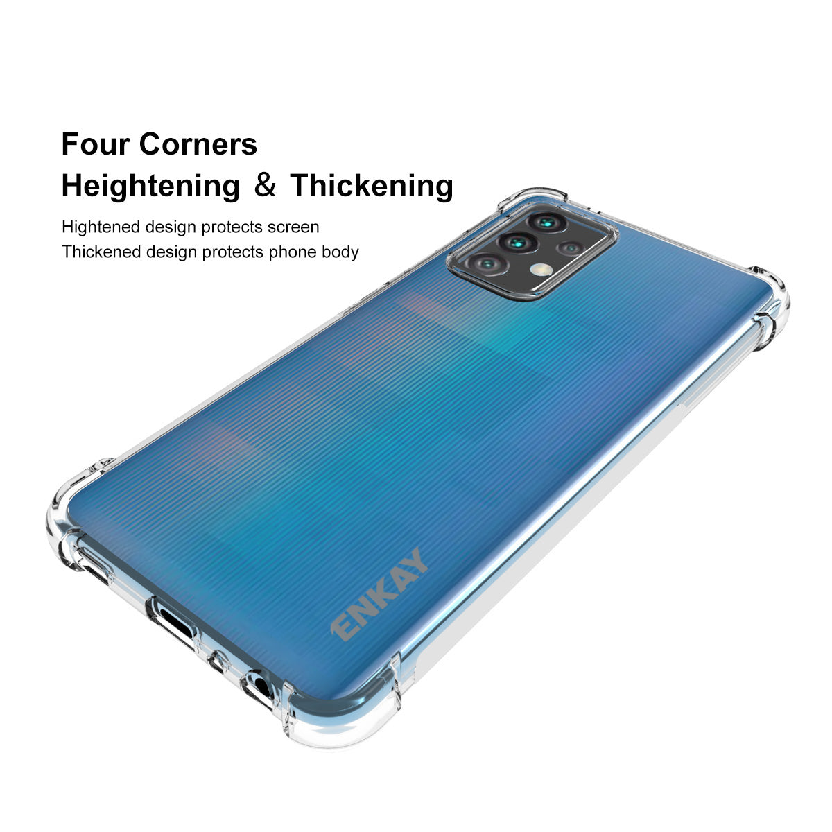 ENKAY HAT PRINCE Anti-slip Design Transparent TPU Case with 0.26mm 9H 2.5D Tempered Glass Screen Film for Samsung Galaxy A52 4G/5G / A52s 5G