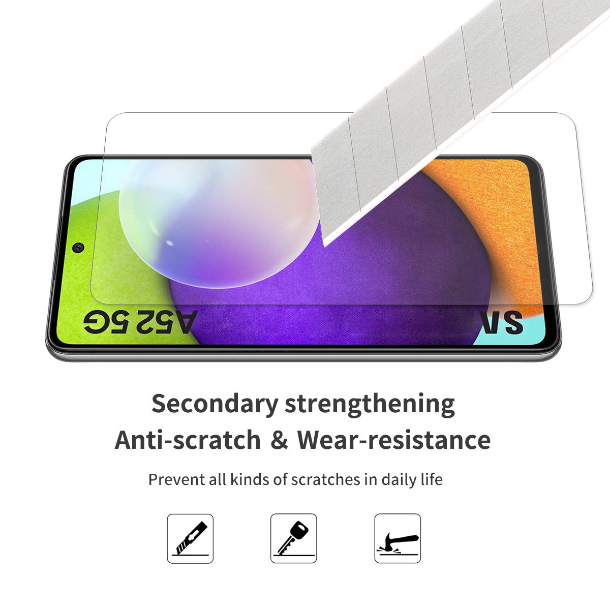 ENKAY HAT PRINCE Anti-slip Design Transparent TPU Case with 0.26mm 9H 2.5D Tempered Glass Screen Film for Samsung Galaxy A52 4G/5G / A52s 5G
