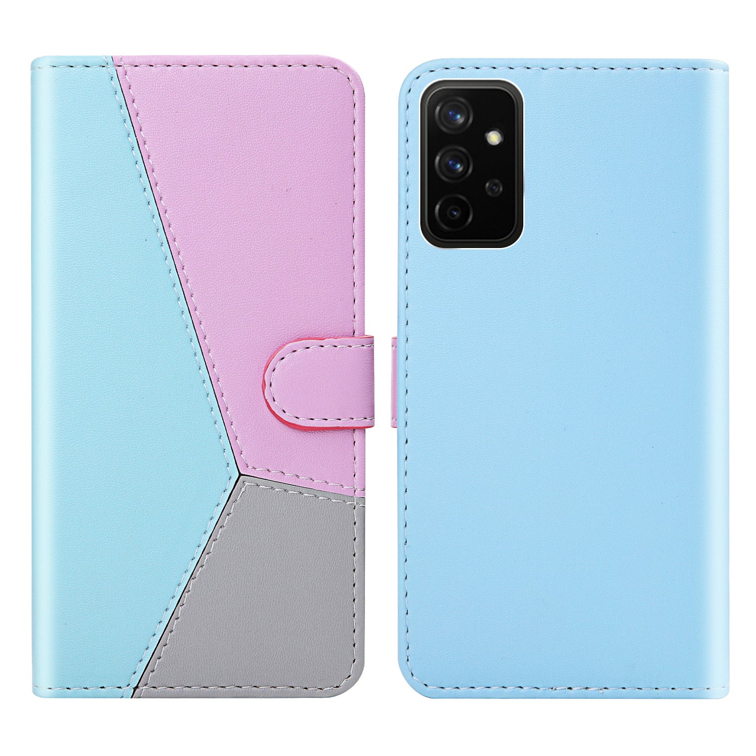 Wallet Design Three-color Splicing Leather Stand Cover for Samsung Galaxy A52 4G/5G / A52s 5G