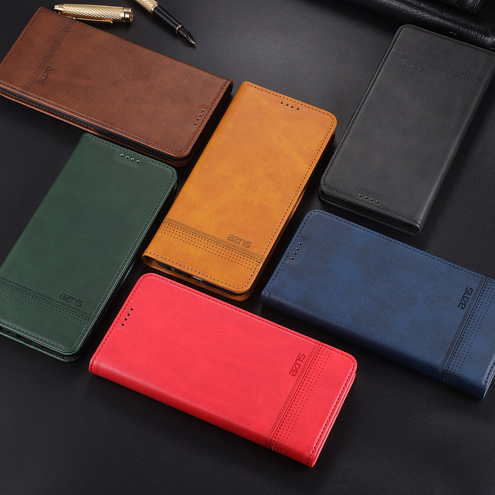 AZNS Auto-absorbed Magnetic Leather Mobile Stand Shell Case with Wallet Design for Samsung Galaxy A52 4G/5G / A52s 5G