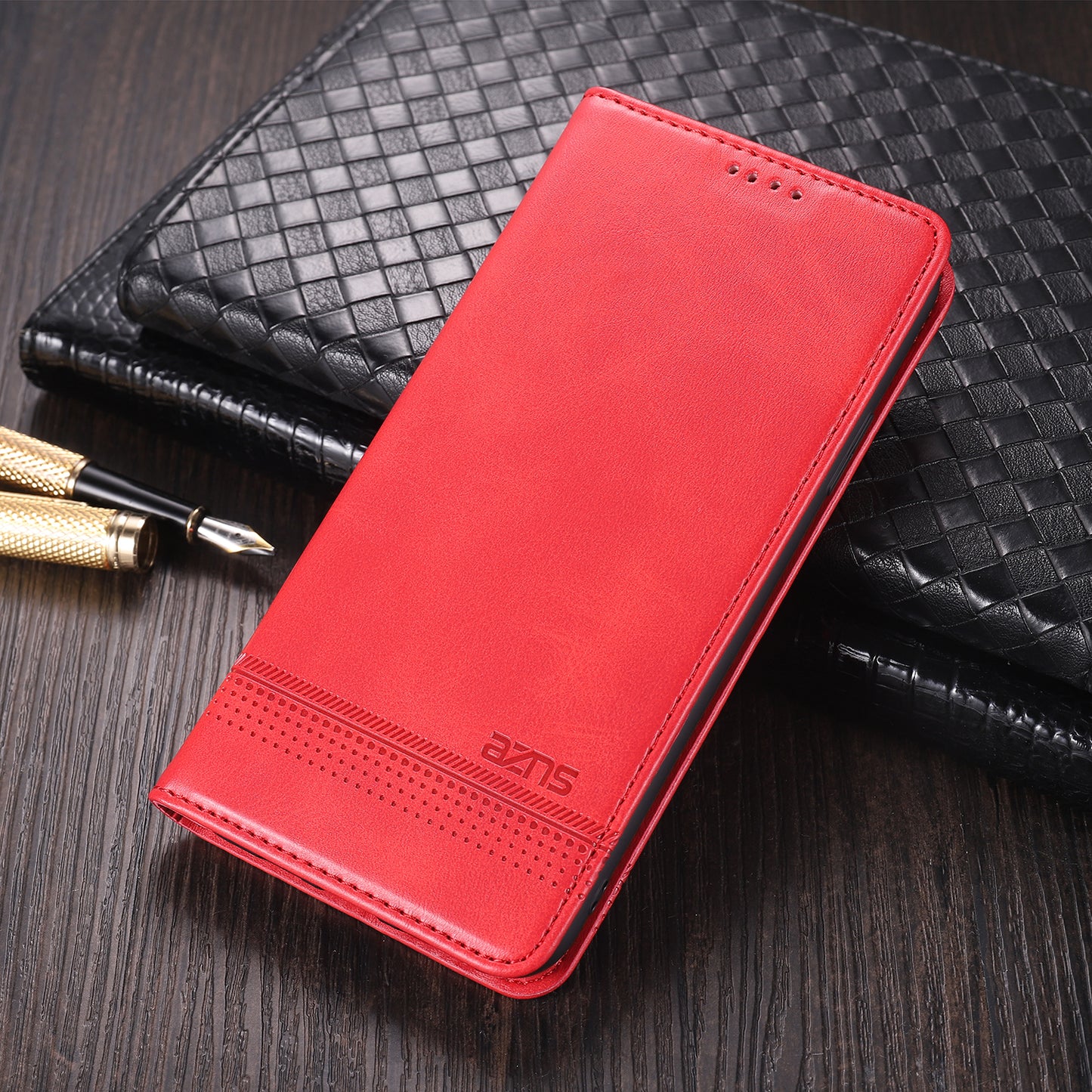 AZNS Auto-absorbed Magnetic Leather Mobile Stand Shell Case with Wallet Design for Samsung Galaxy A52 4G/5G / A52s 5G