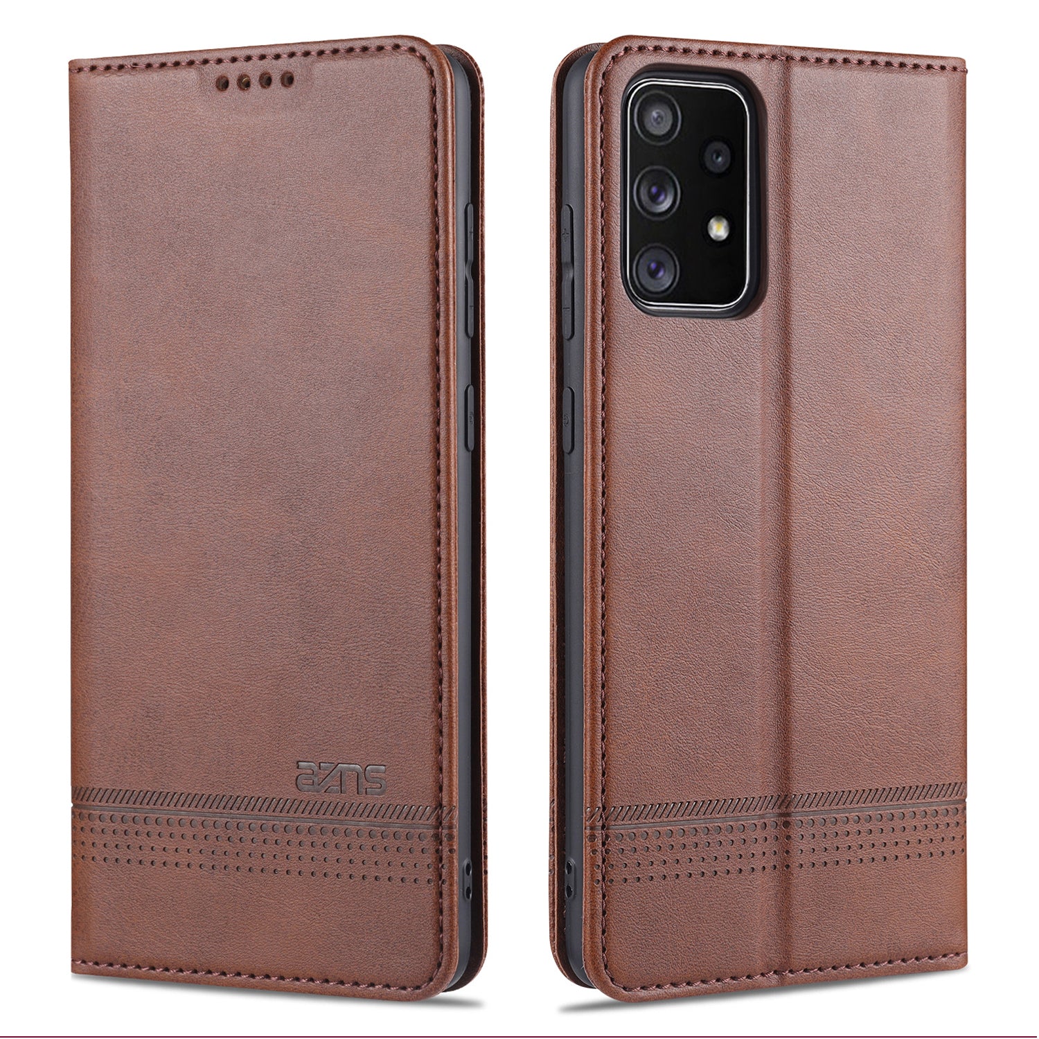 AZNS Auto-absorbed Magnetic Leather Mobile Stand Shell Case with Wallet Design for Samsung Galaxy A52 4G/5G / A52s 5G