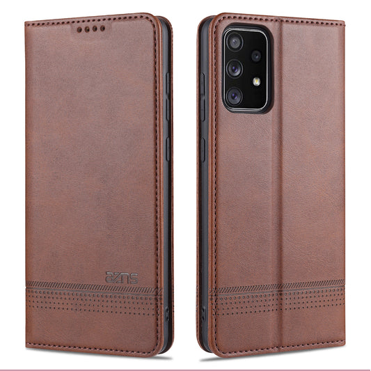 AZNS Auto-absorbed Magnetic Leather Mobile Stand Shell Case with Wallet Design for Samsung Galaxy A52 4G/5G / A52s 5G