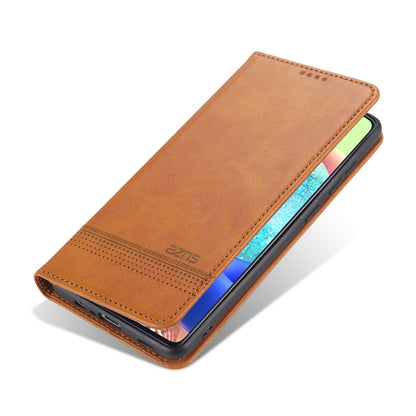 AZNS Auto-absorbed Magnetic Leather Mobile Stand Shell Case with Wallet Design for Samsung Galaxy A52 4G/5G / A52s 5G