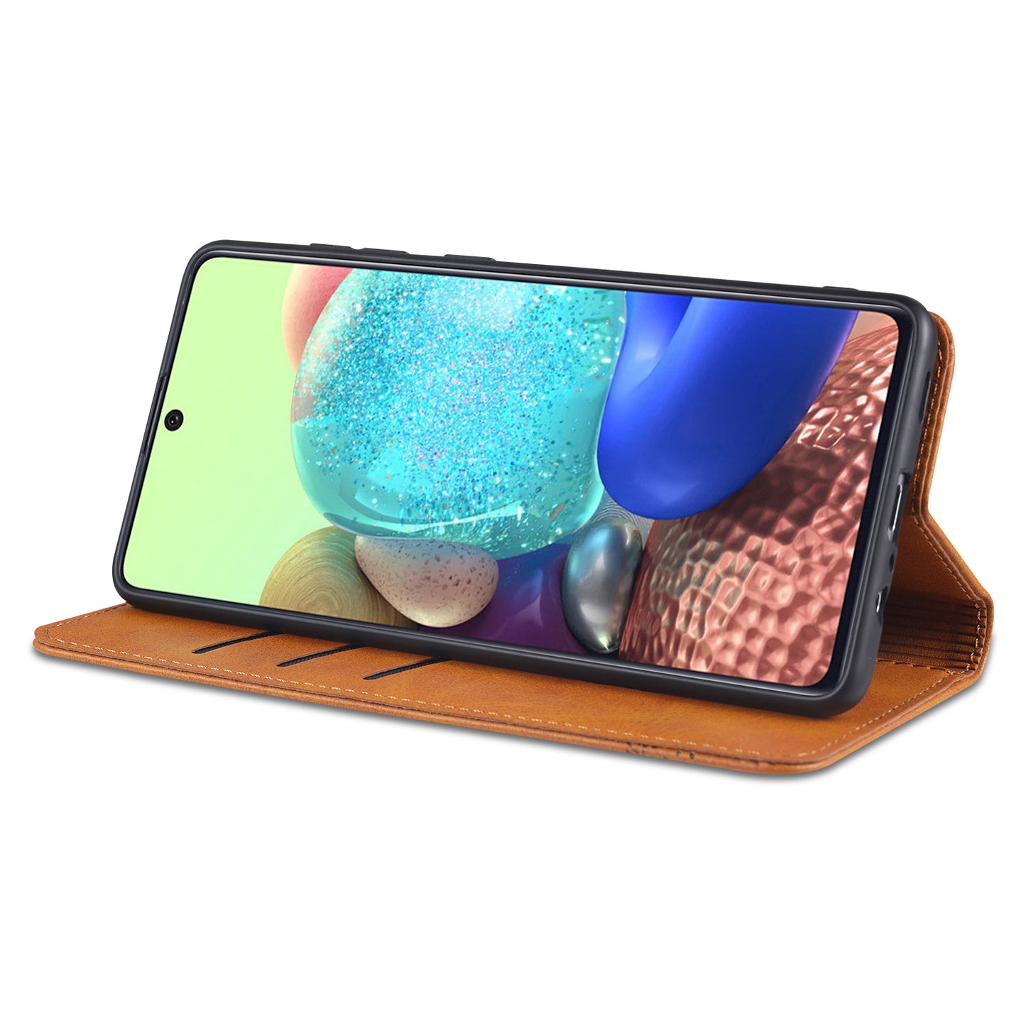 AZNS Auto-absorbed Magnetic Leather Mobile Stand Shell Case with Wallet Design for Samsung Galaxy A52 4G/5G / A52s 5G