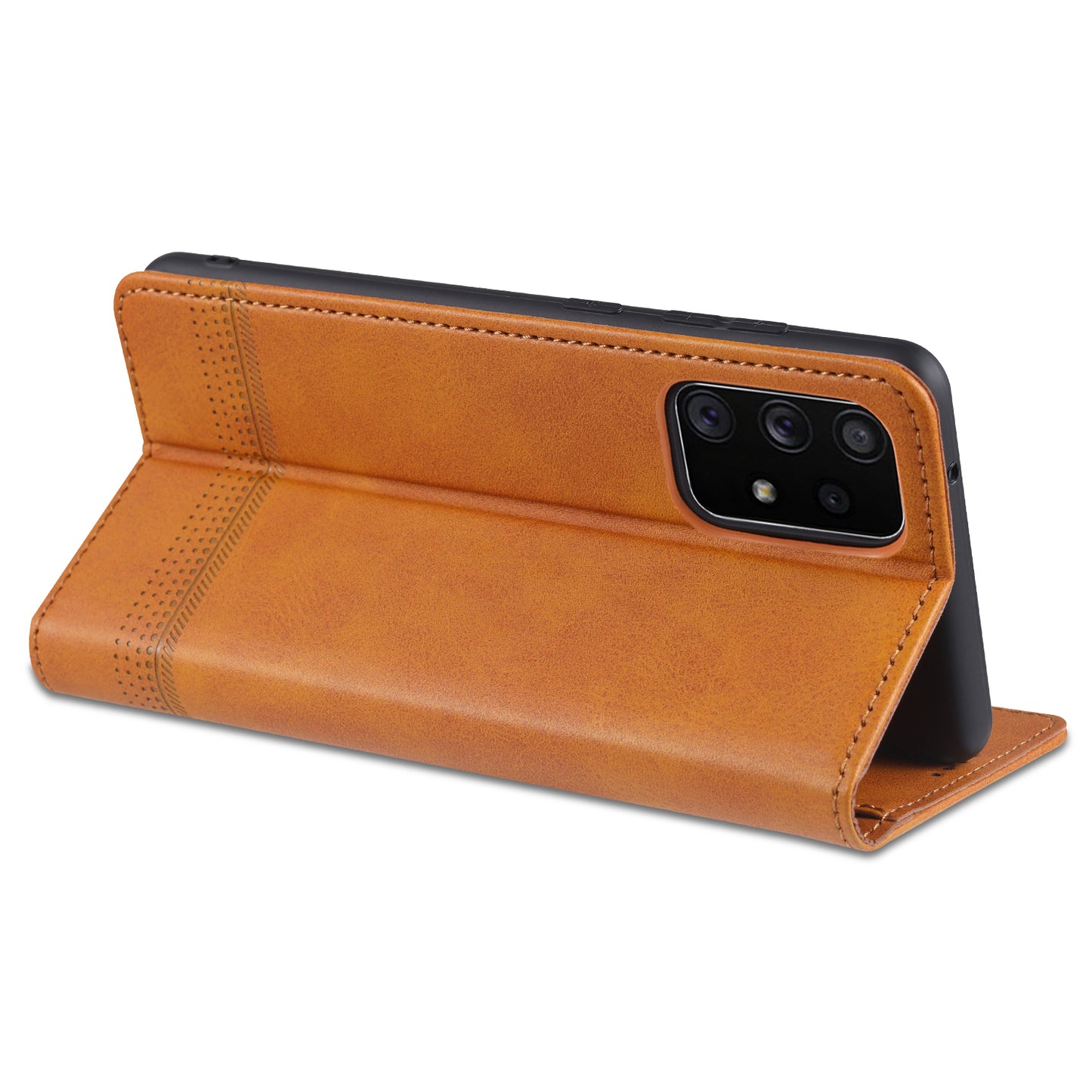 AZNS Auto-absorbed Magnetic Leather Mobile Stand Shell Case with Wallet Design for Samsung Galaxy A52 4G/5G / A52s 5G