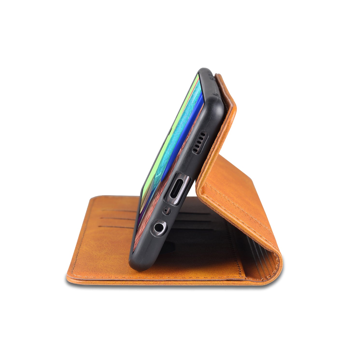 AZNS Auto-absorbed Magnetic Leather Mobile Stand Shell Case with Wallet Design for Samsung Galaxy A52 4G/5G / A52s 5G