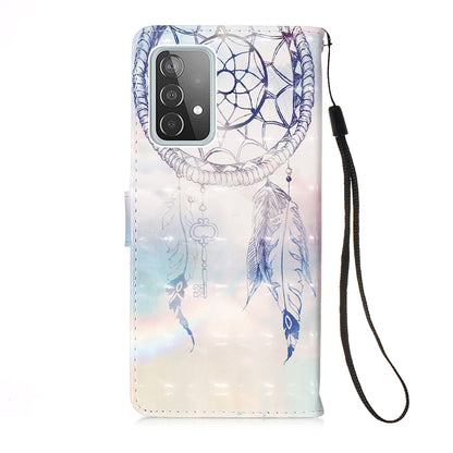 3D Pattern Printing PU Leather Wallet Stand Phone Case Shell for Samsung Galaxy A52 4G/5G / A52s 5G