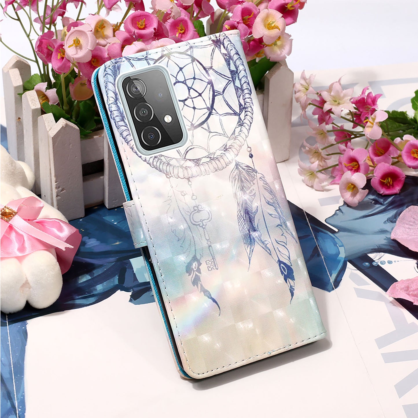 3D Pattern Printing PU Leather Wallet Stand Phone Case Shell for Samsung Galaxy A52 4G/5G / A52s 5G