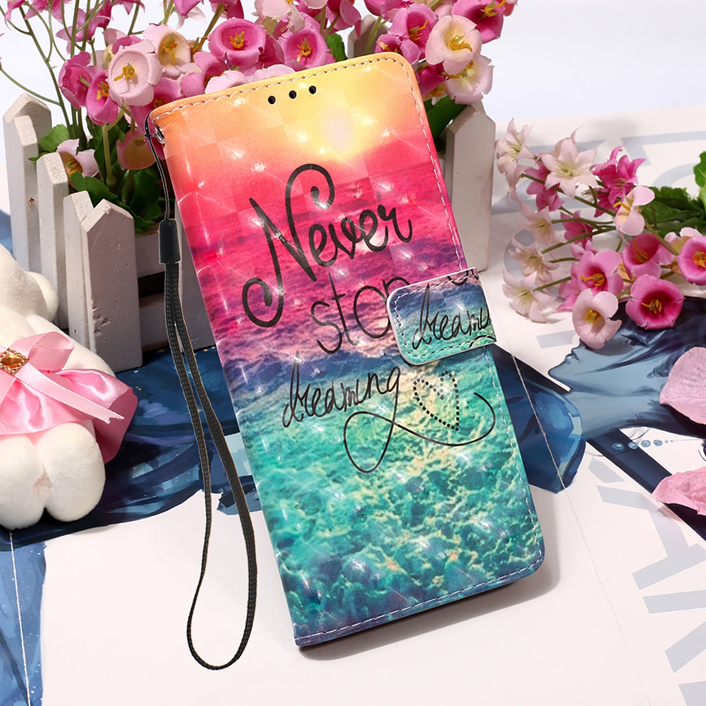 3D Pattern Printing PU Leather Wallet Stand Phone Case Shell for Samsung Galaxy A52 4G/5G / A52s 5G