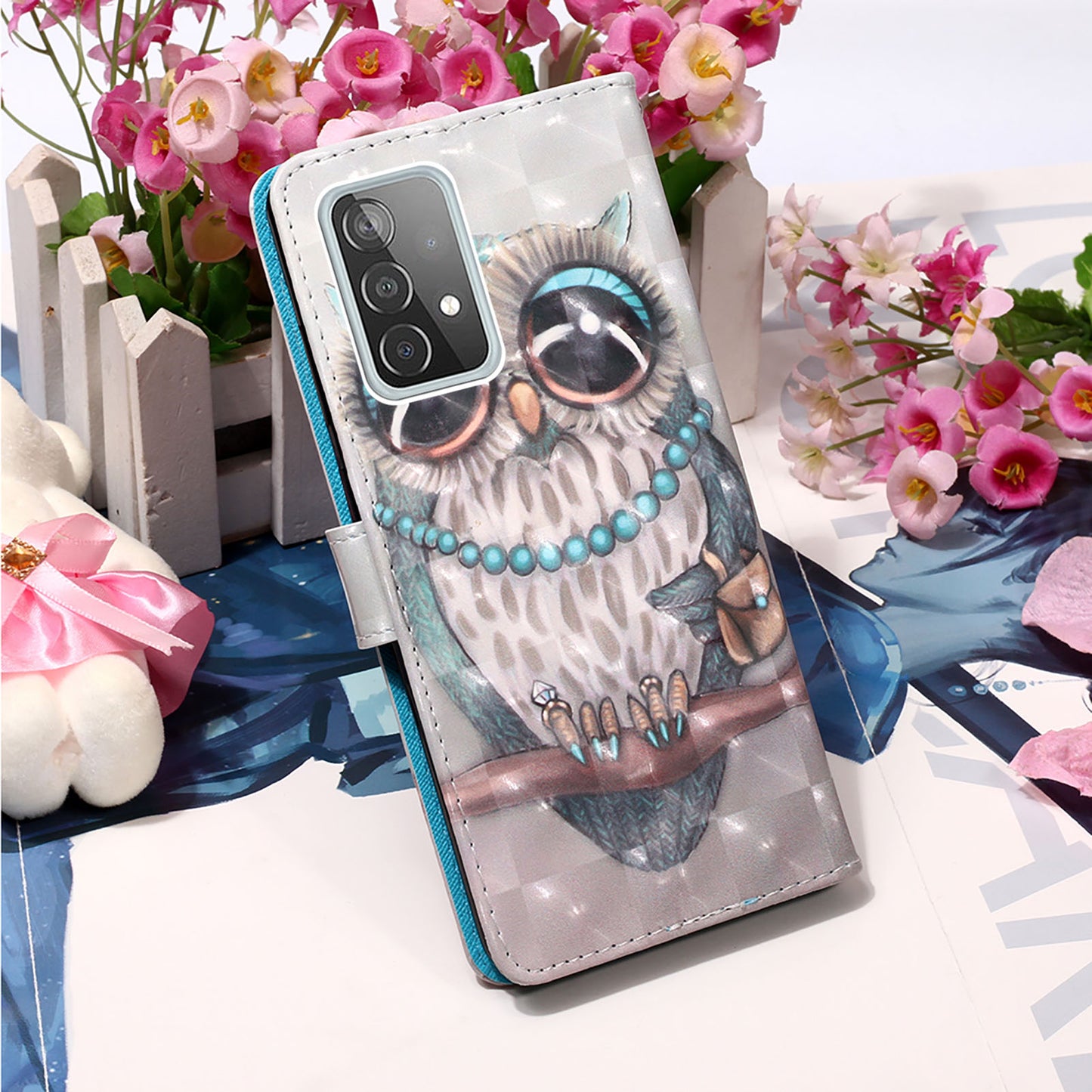 3D Pattern Printing PU Leather Wallet Stand Phone Case Shell for Samsung Galaxy A52 4G/5G / A52s 5G