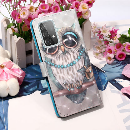 3D Pattern Printing PU Leather Wallet Stand Phone Case Shell for Samsung Galaxy A52 4G/5G / A52s 5G