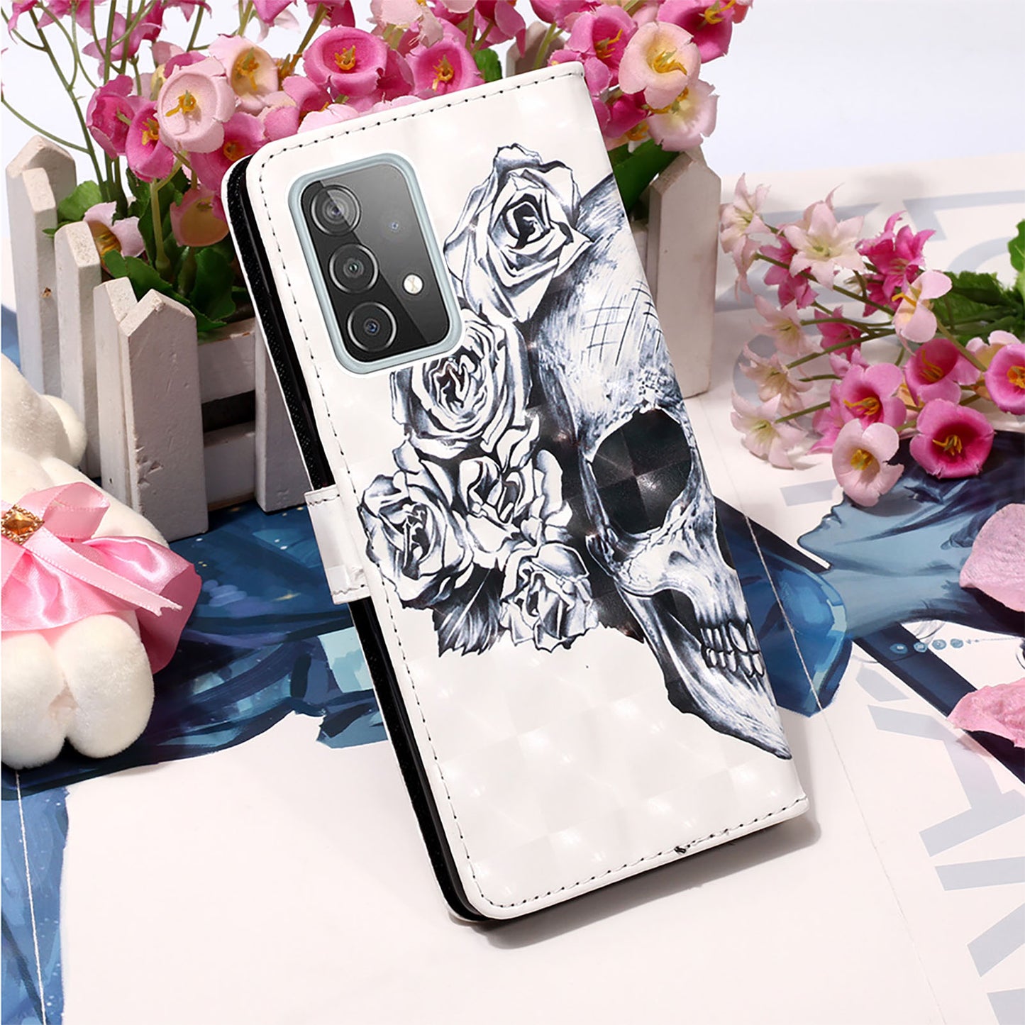 3D Pattern Printing PU Leather Wallet Stand Phone Case Shell for Samsung Galaxy A52 4G/5G / A52s 5G