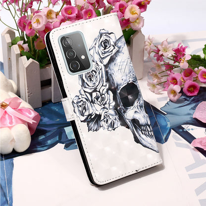 3D Pattern Printing PU Leather Wallet Stand Phone Case Shell for Samsung Galaxy A52 4G/5G / A52s 5G