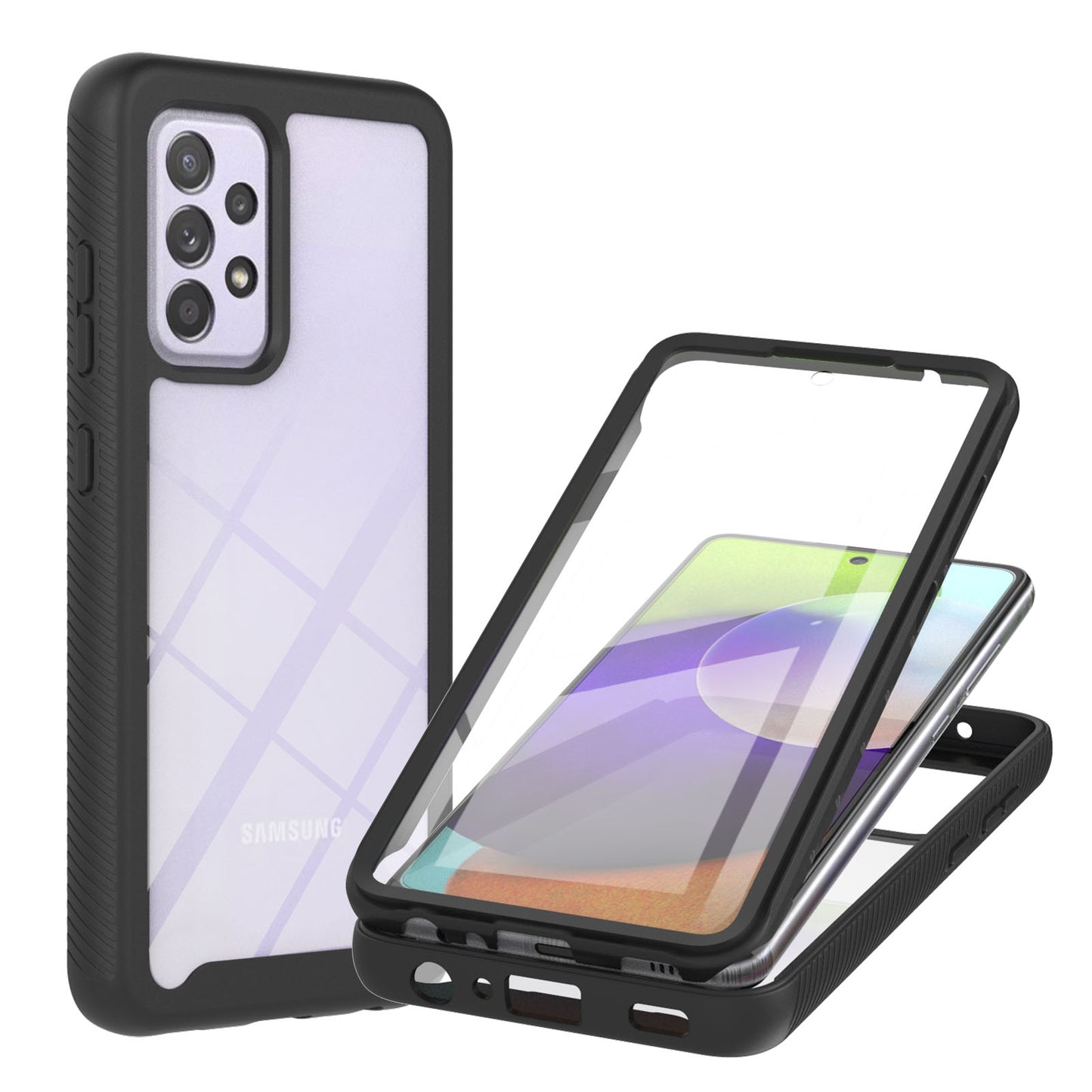 Full-Coverage Protection PET Screen Protector + PC+TPU Protective Case for Samsung Galaxy A52 4G/5G / A52s 5G / A52s 5G