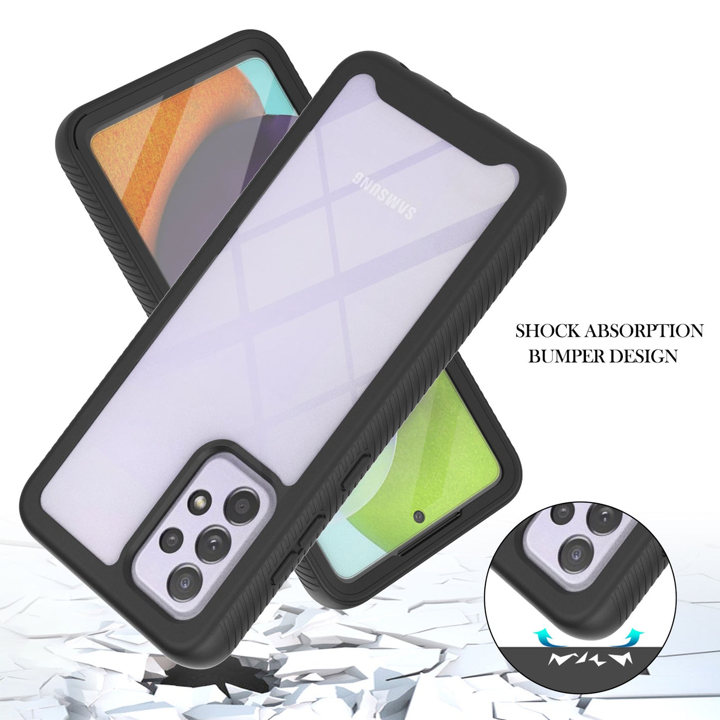 Full-Coverage Protection PET Screen Protector + PC+TPU Protective Case for Samsung Galaxy A52 4G/5G / A52s 5G / A52s 5G