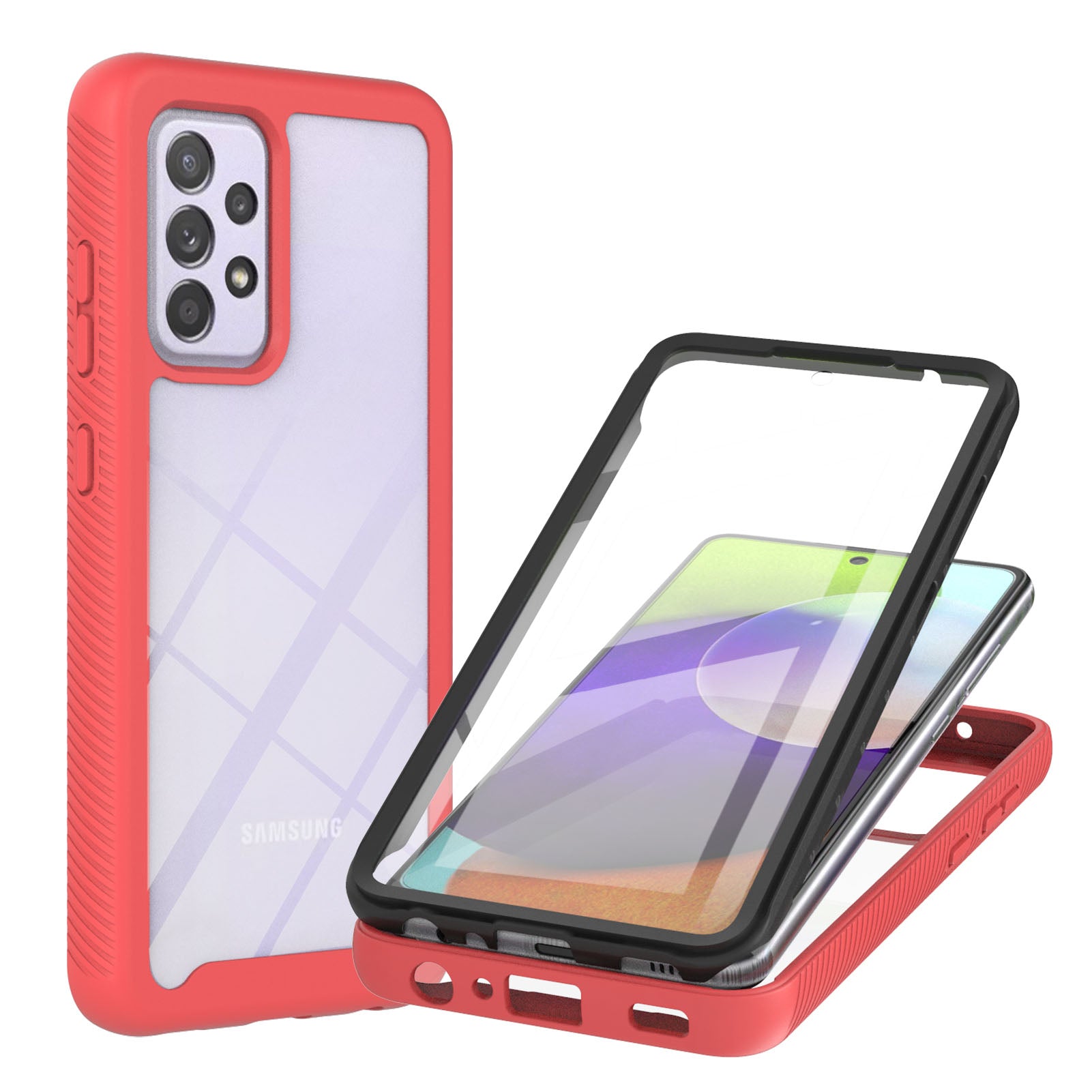 Full-Coverage Protection PET Screen Protector + PC+TPU Protective Case for Samsung Galaxy A52 4G/5G / A52s 5G / A52s 5G
