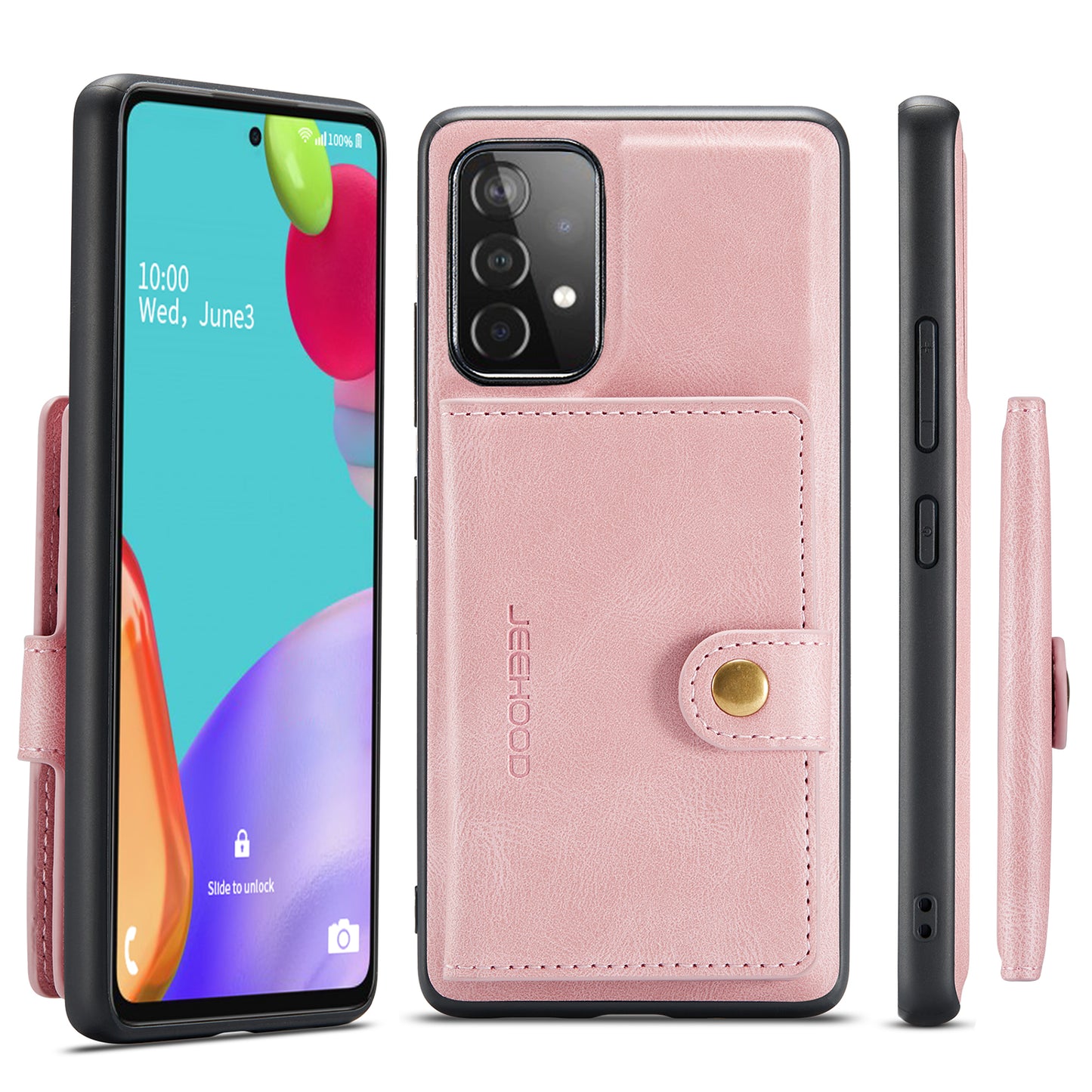 JEEHOOD Detachable 2 in 1 Leather Coated TPU Case with Magnetic Wallet Design for Samsung Galaxy A52 4G/5G / A52s 5G