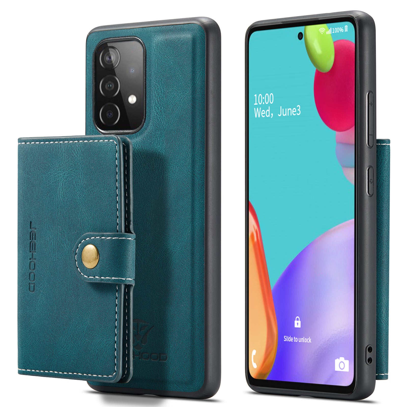JEEHOOD Detachable 2 in 1 Leather Coated TPU Case with Magnetic Wallet Design for Samsung Galaxy A52 4G/5G / A52s 5G