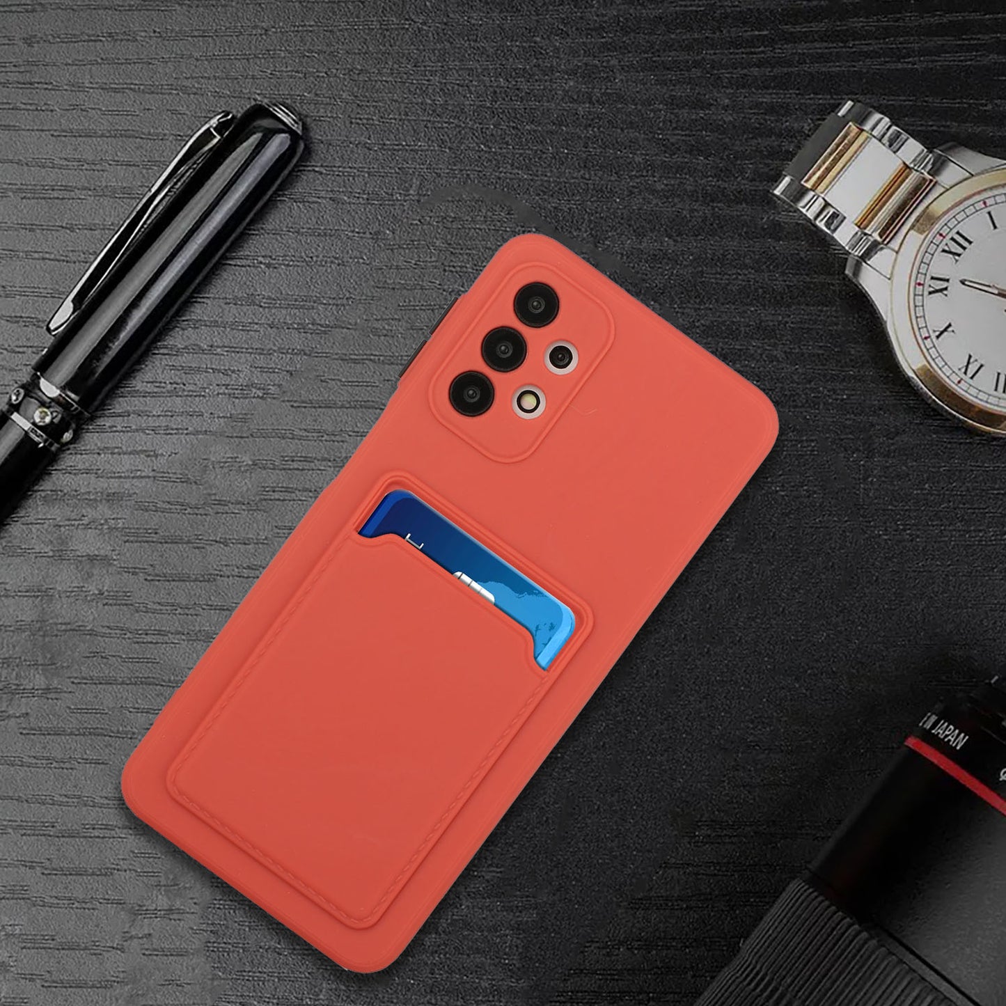 Well-Protected Soft TPU Phone Case with Card Holder Cover for Samsung Galaxy A52 4G/5G / A52s 5G