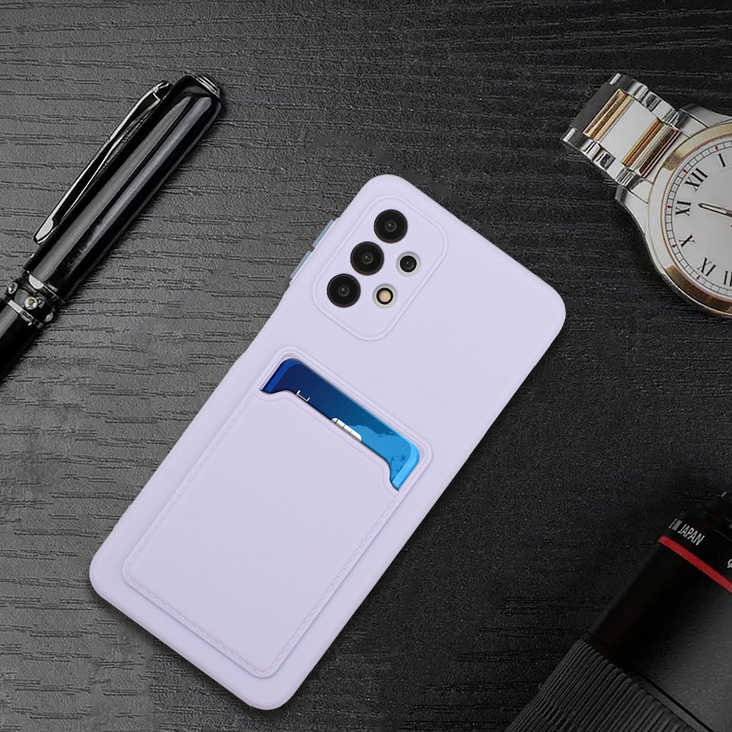 Well-Protected Soft TPU Phone Case with Card Holder Cover for Samsung Galaxy A52 4G/5G / A52s 5G