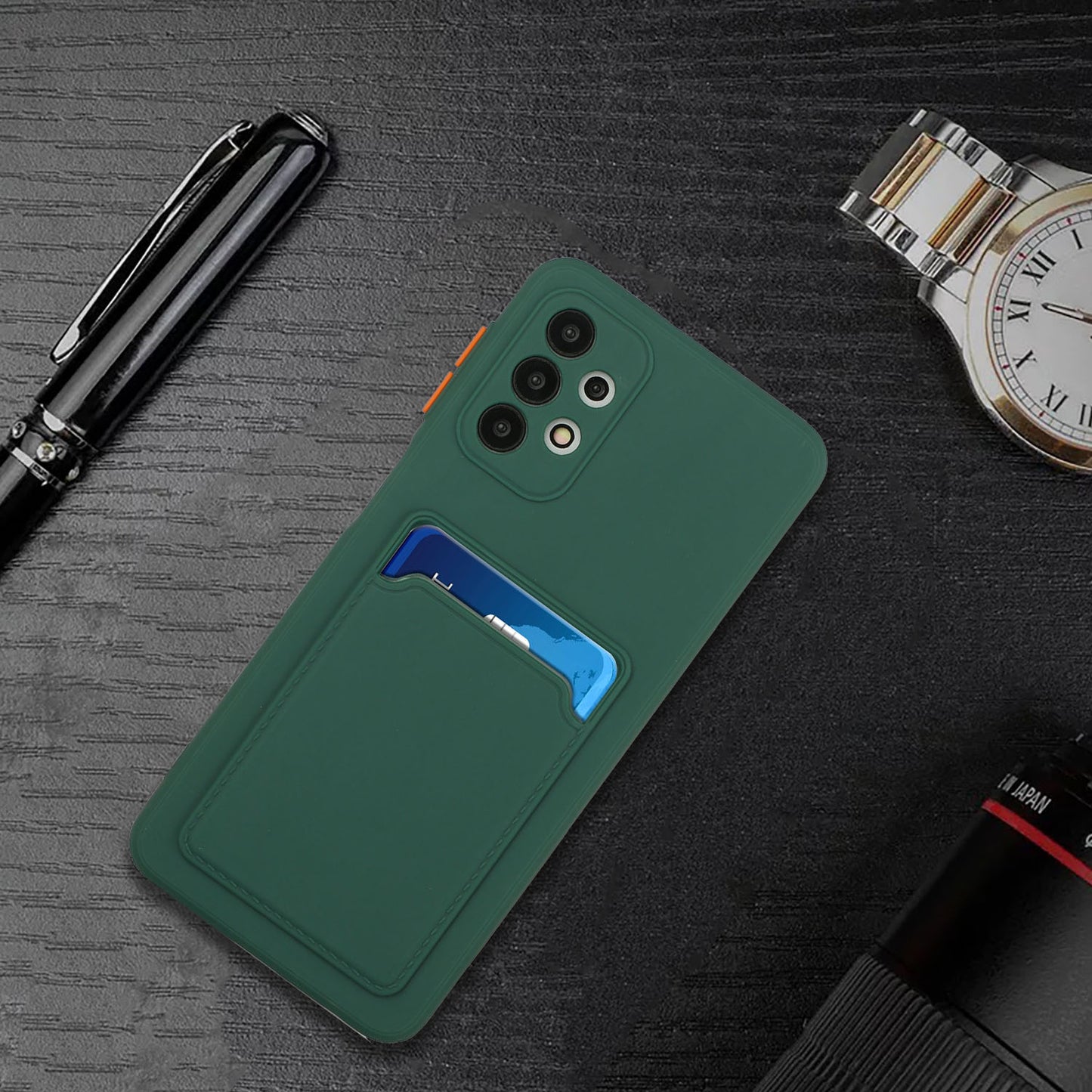 Well-Protected Soft TPU Phone Case with Card Holder Cover for Samsung Galaxy A52 4G/5G / A52s 5G