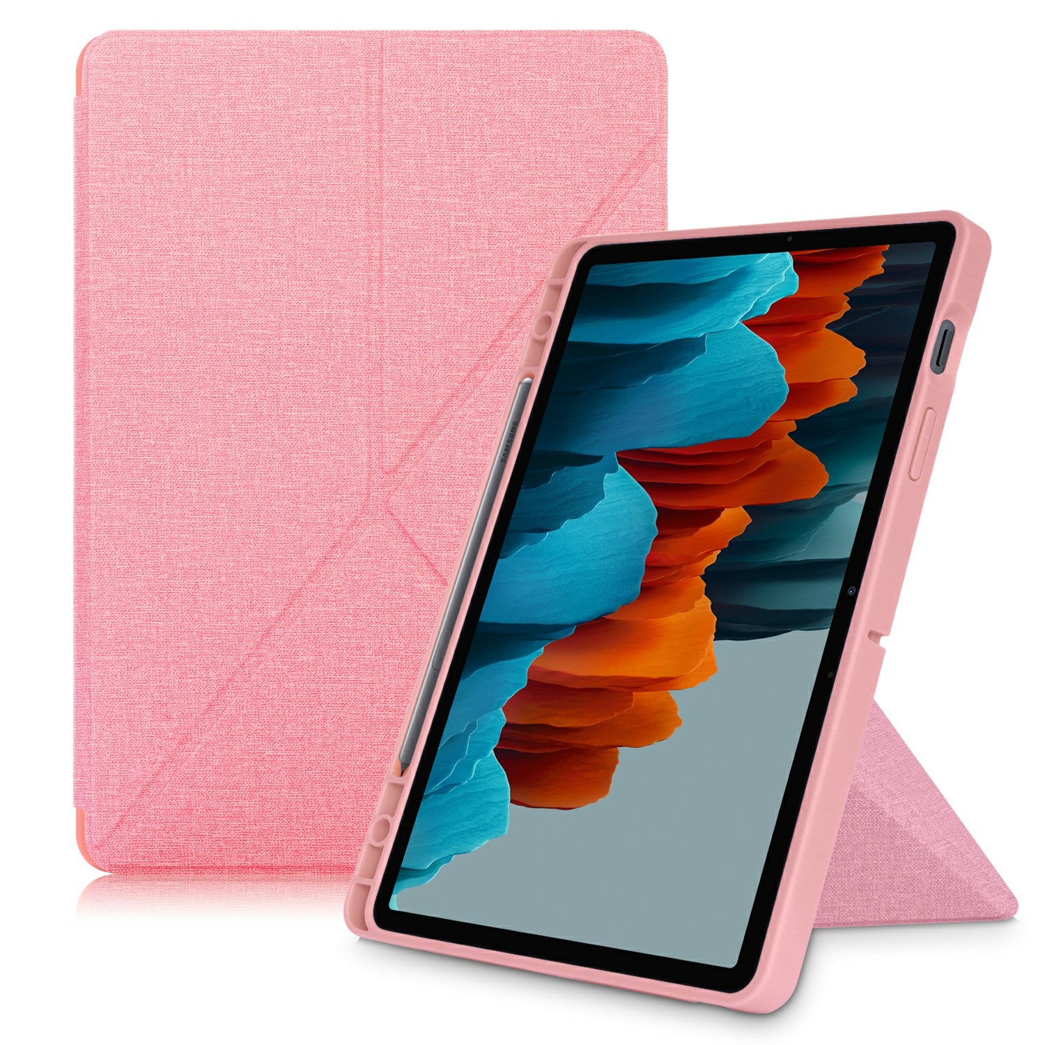 Origami Stand Strong Magnet Leather Smart Case with Pen Slot for Samsung Galaxy Tab S7 T870 T875/Tab S8