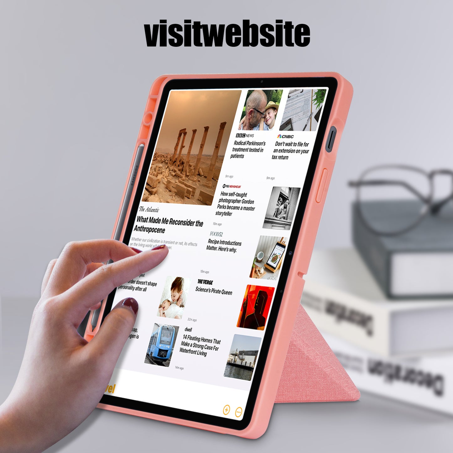 Origami Stand Strong Magnet Leather Smart Case with Pen Slot for Samsung Galaxy Tab S7 T870 T875/Tab S8