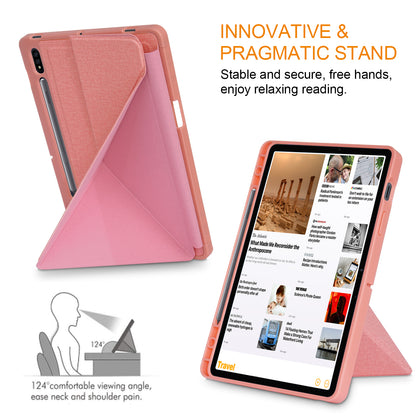 Origami Stand Strong Magnet Leather Smart Case with Pen Slot for Samsung Galaxy Tab S7 T870 T875/Tab S8