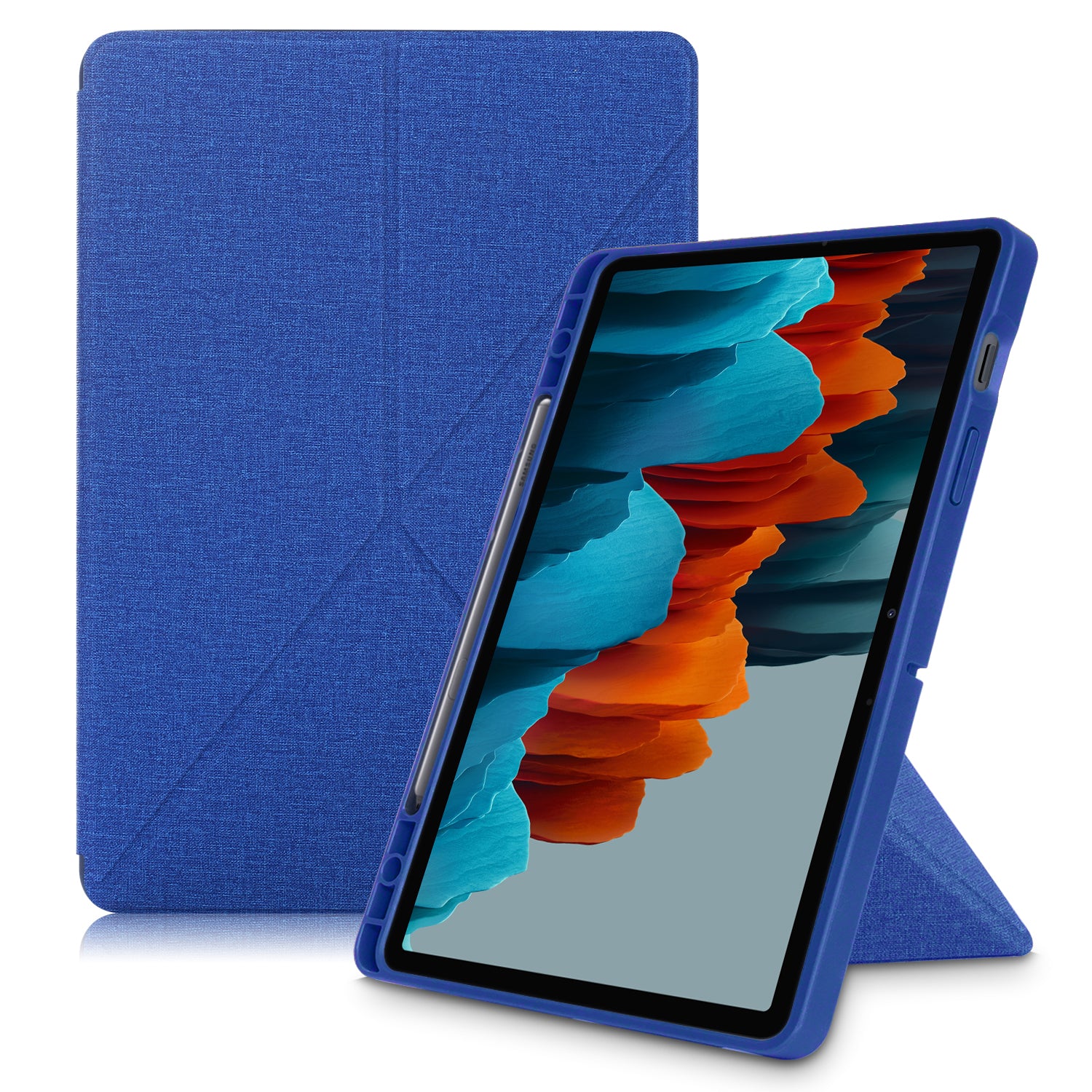 Origami Stand Strong Magnet Leather Smart Case with Pen Slot for Samsung Galaxy Tab S7 T870 T875/Tab S8