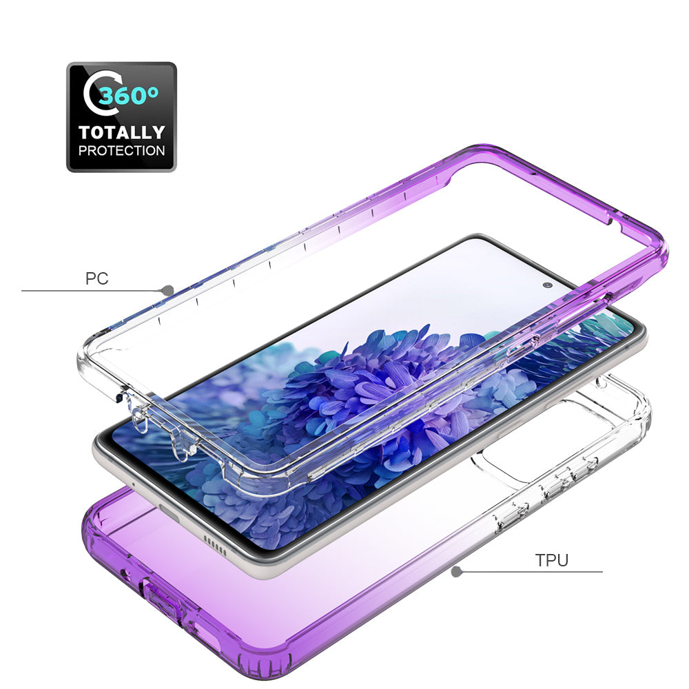 2-in-1 PC+TPU Gradient Color Design Well-Protected Phone Case for Samsung Galaxy S20 FE/S20 Fan Edition/S20 FE 5G/S20 Fan Edition 5G/S20 Lite/S20 FE 2022