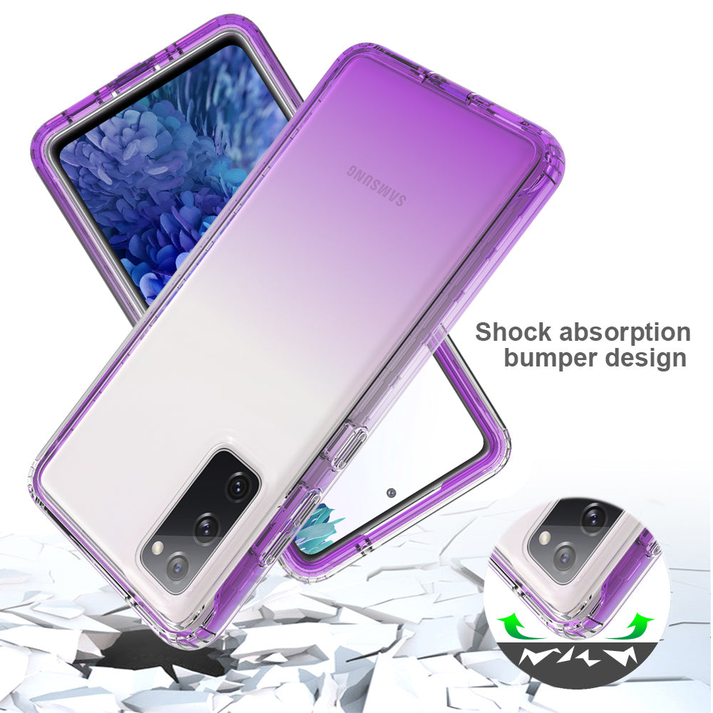 2-in-1 PC+TPU Gradient Color Design Well-Protected Phone Case for Samsung Galaxy S20 FE/S20 Fan Edition/S20 FE 5G/S20 Fan Edition 5G/S20 Lite/S20 FE 2022
