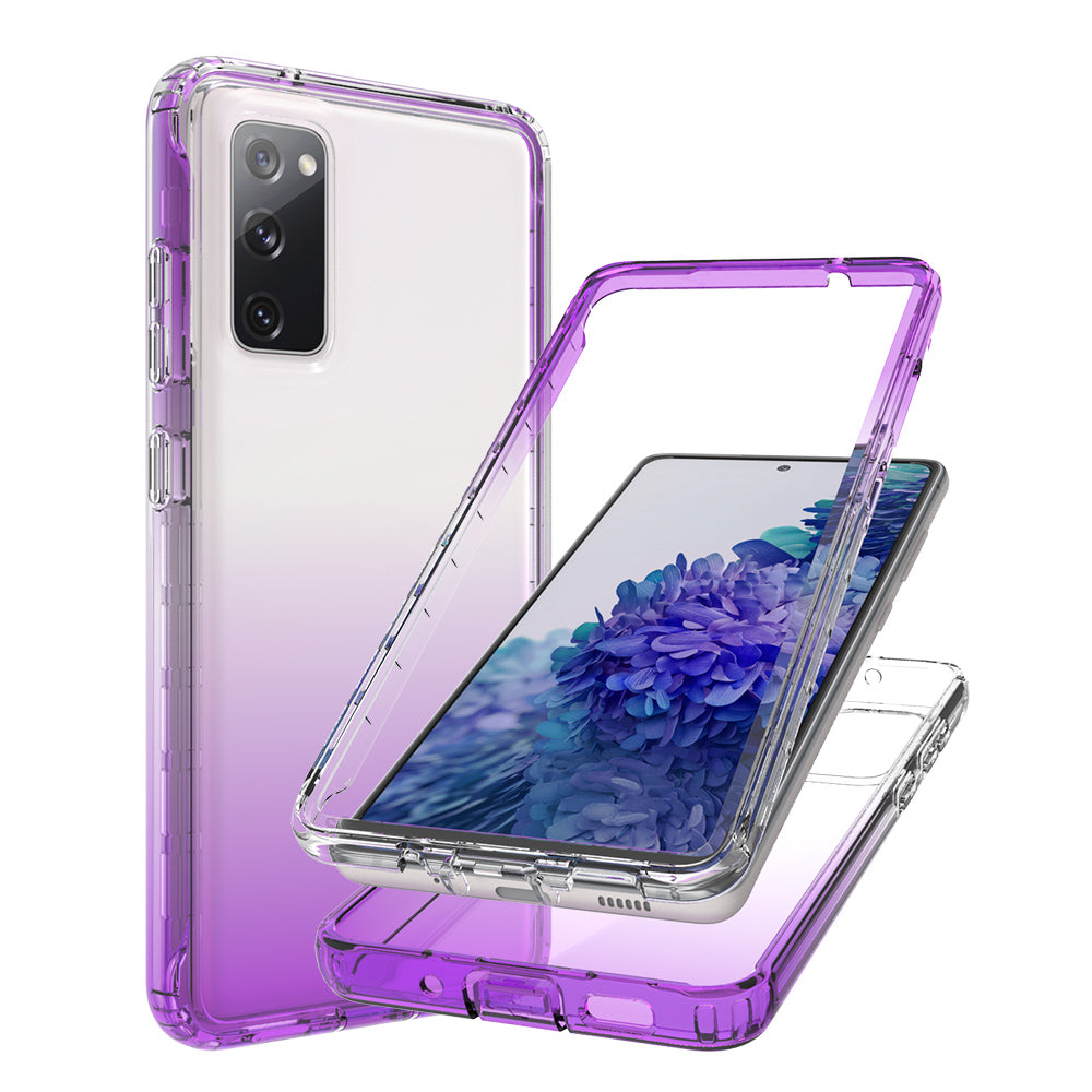 2-in-1 PC+TPU Gradient Color Design Well-Protected Phone Case for Samsung Galaxy S20 FE/S20 Fan Edition/S20 FE 5G/S20 Fan Edition 5G/S20 Lite/S20 FE 2022