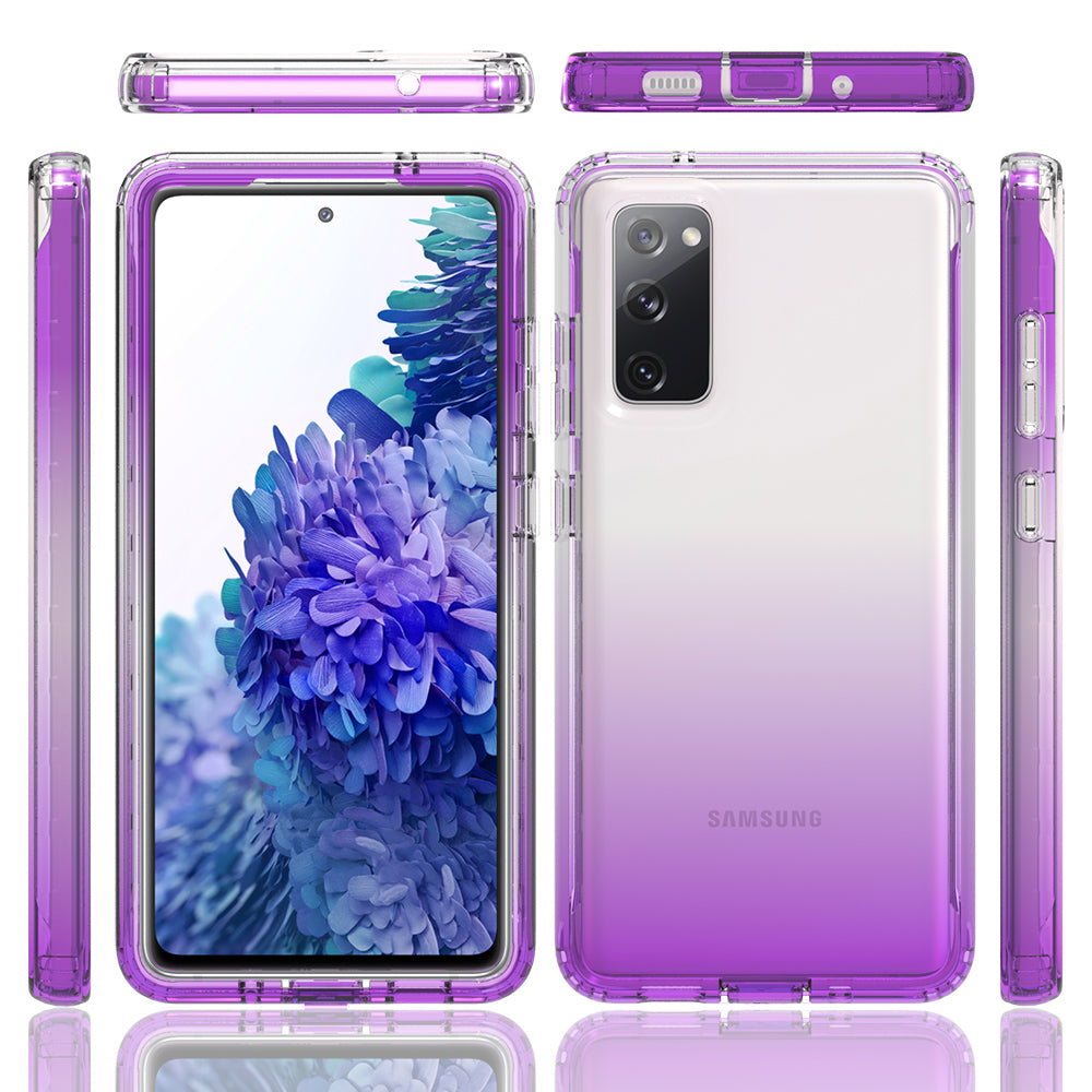 2-in-1 PC+TPU Gradient Color Design Well-Protected Phone Case for Samsung Galaxy S20 FE/S20 Fan Edition/S20 FE 5G/S20 Fan Edition 5G/S20 Lite/S20 FE 2022