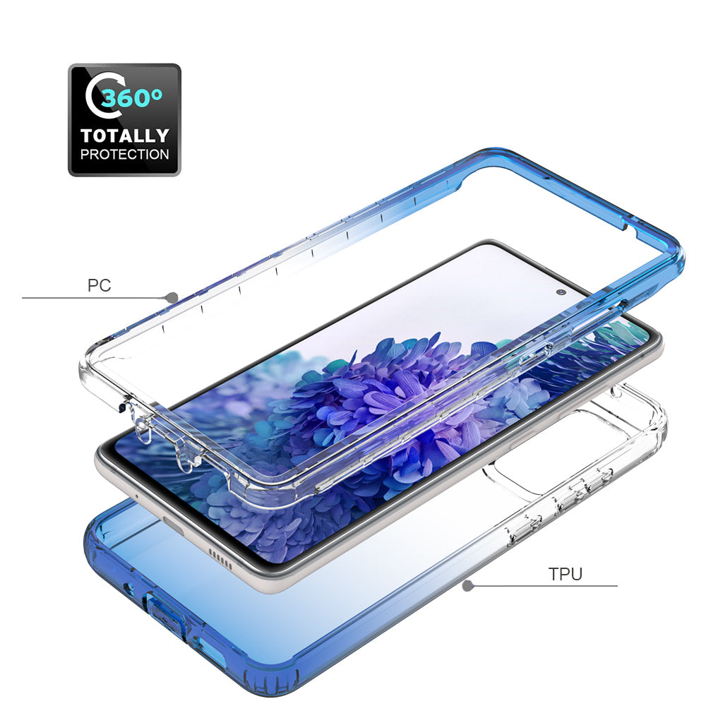 2-in-1 PC+TPU Gradient Color Design Well-Protected Phone Case for Samsung Galaxy S20 FE/S20 Fan Edition/S20 FE 5G/S20 Fan Edition 5G/S20 Lite/S20 FE 2022