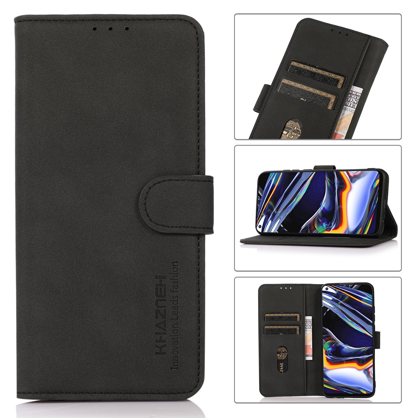KHAZNEH Textured Leather Full Protection Phone Cover Case with Wallet Stand Design for Samsung Galaxy A52 4G/5G / A52s 5G