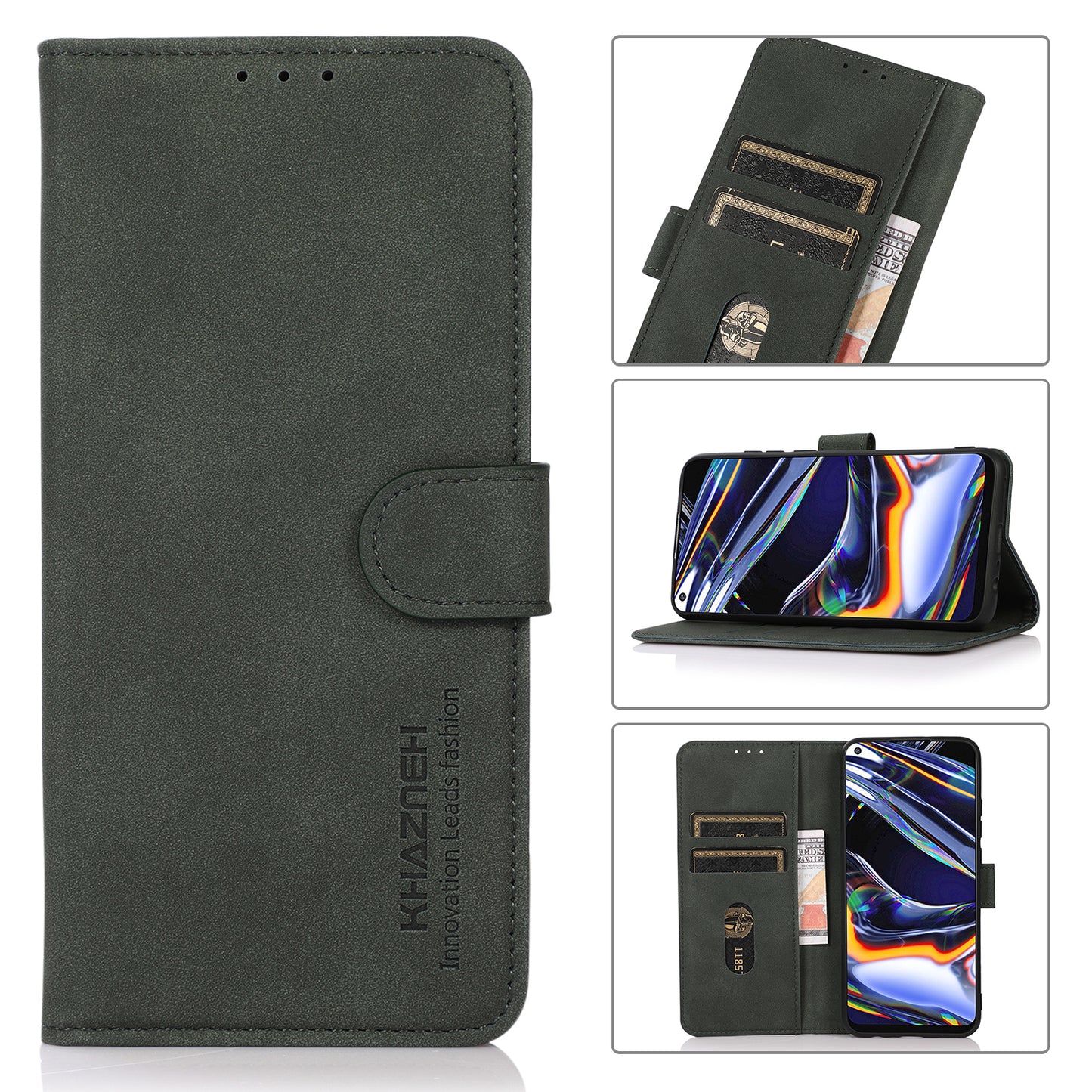 KHAZNEH Textured Leather Full Protection Phone Cover Case with Wallet Stand Design for Samsung Galaxy A52 4G/5G / A52s 5G