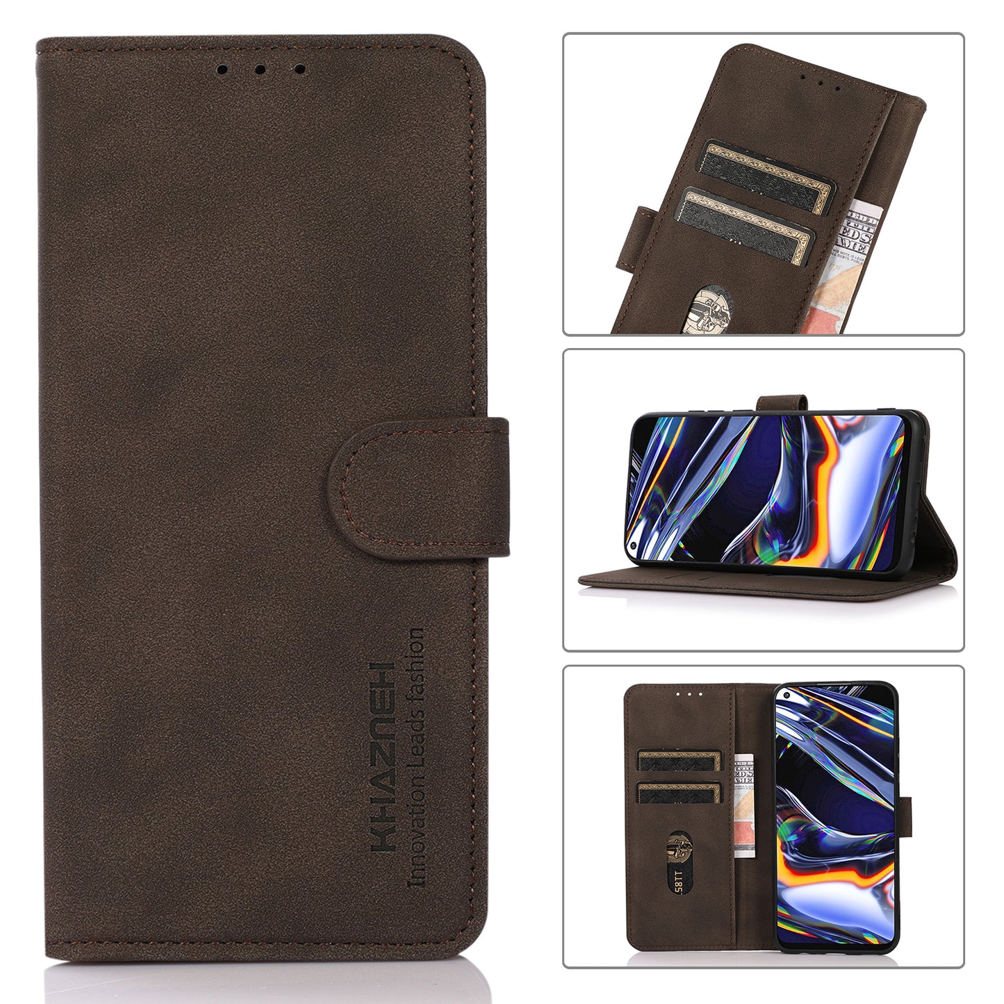 KHAZNEH Textured Leather Full Protection Phone Cover Case with Wallet Stand Design for Samsung Galaxy A52 4G/5G / A52s 5G