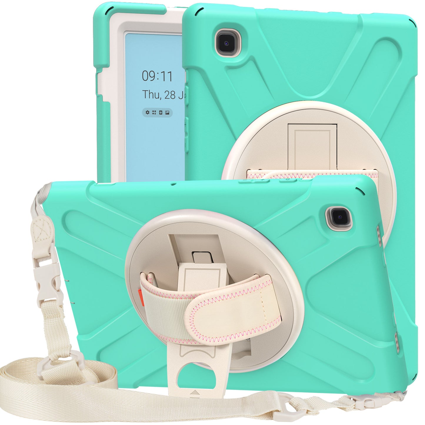 Tablet Cover + Strap + Revolving Kickstand Design with Colorful Rainbow Pattern Design for Samsung Galaxy Tab A7 10.4 (2020) T500/T505/T507/T505N