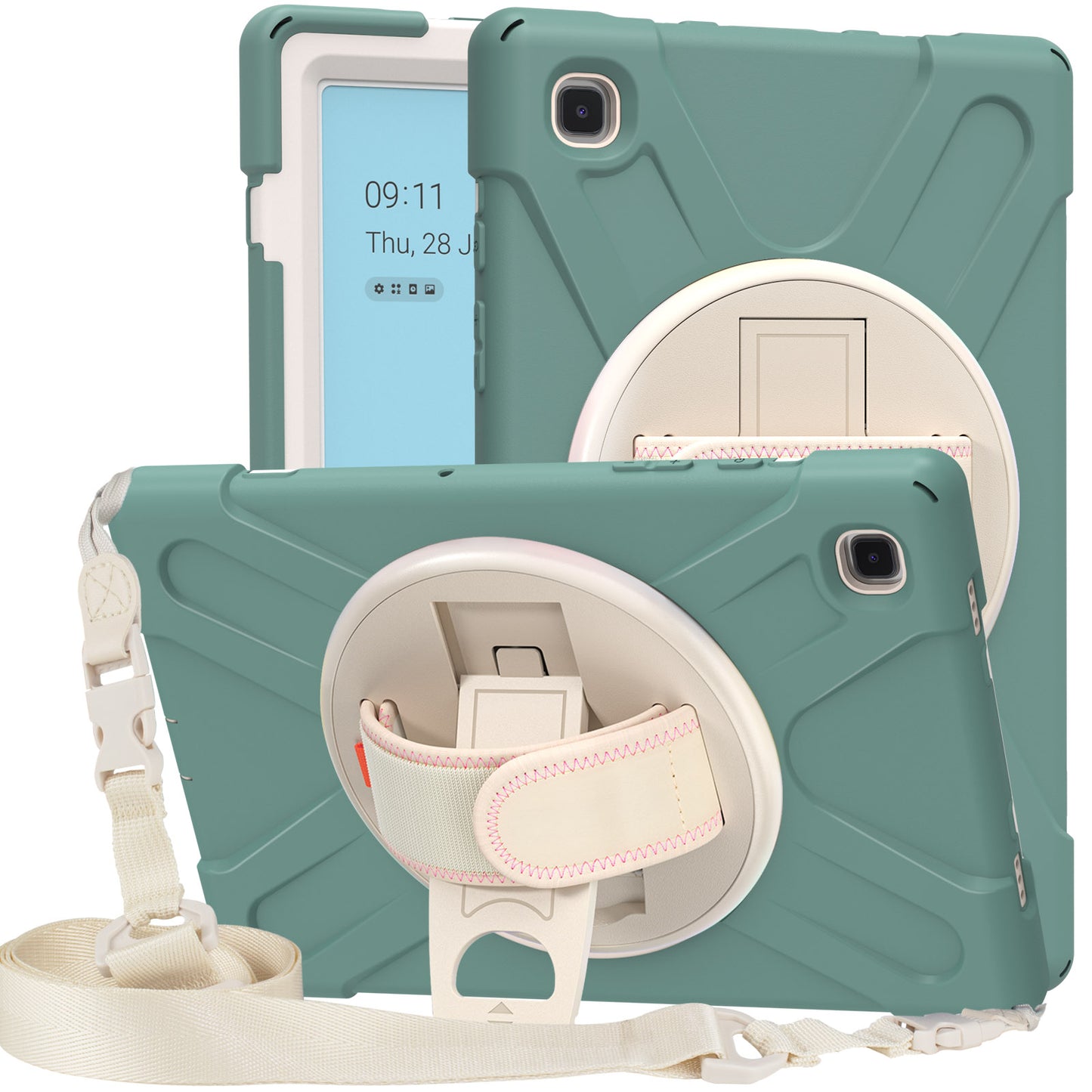 Tablet Cover + Strap + Revolving Kickstand Design with Colorful Rainbow Pattern Design for Samsung Galaxy Tab A7 10.4 (2020) T500/T505/T507/T505N