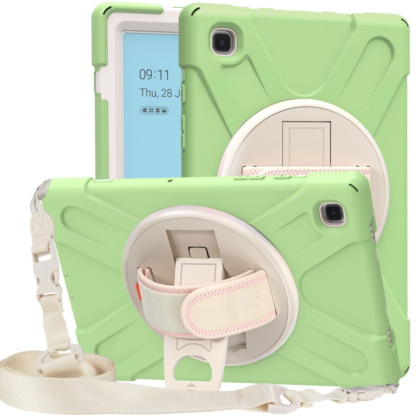 Tablet Cover + Strap + Revolving Kickstand Design with Colorful Rainbow Pattern Design for Samsung Galaxy Tab A7 10.4 (2020) T500/T505/T507/T505N