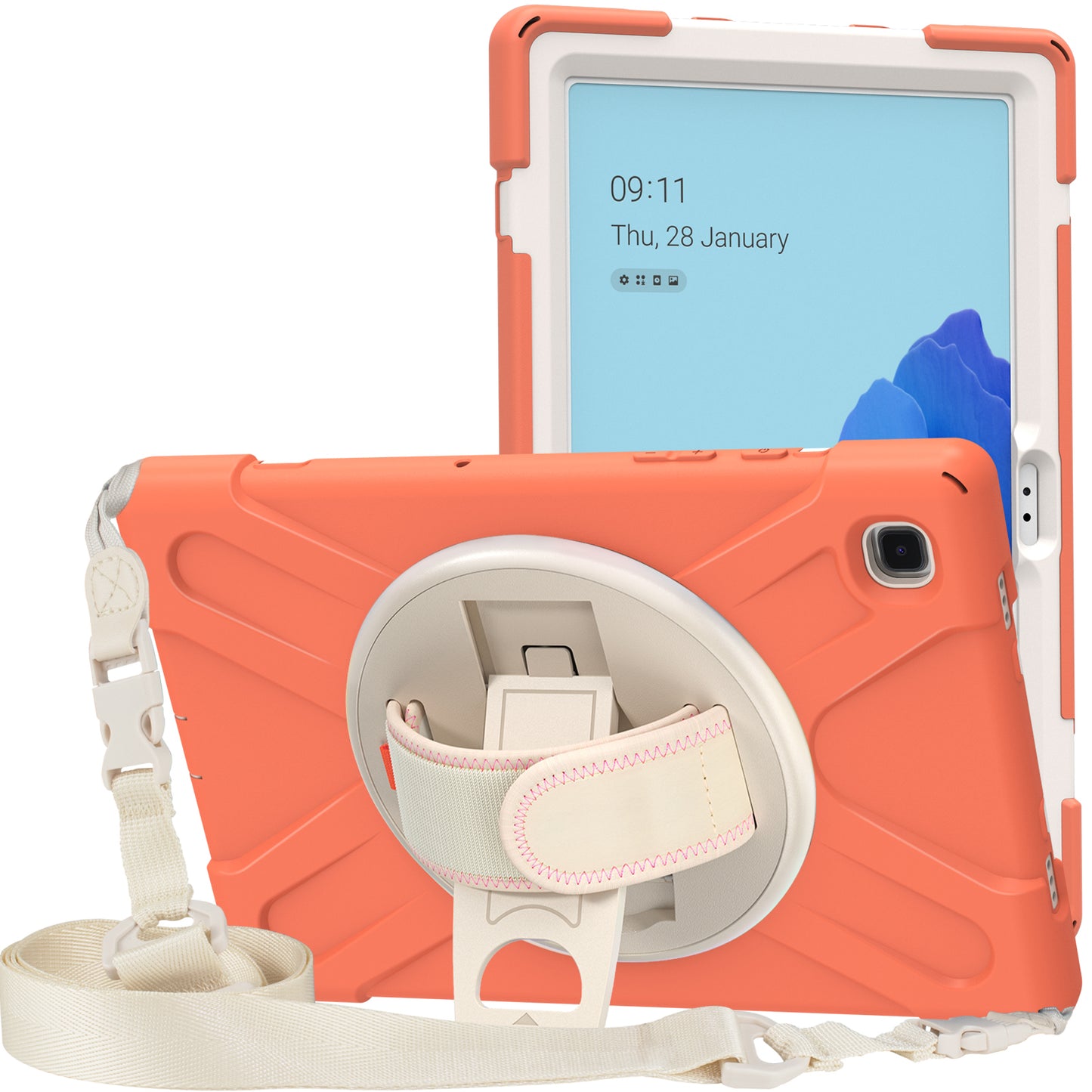 Tablet Cover + Strap + Revolving Kickstand Design with Colorful Rainbow Pattern Design for Samsung Galaxy Tab A7 10.4 (2020) T500/T505/T507/T505N
