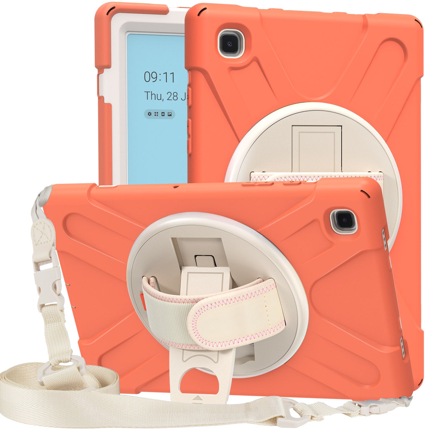 Tablet Cover + Strap + Revolving Kickstand Design with Colorful Rainbow Pattern Design for Samsung Galaxy Tab A7 10.4 (2020) T500/T505/T507/T505N